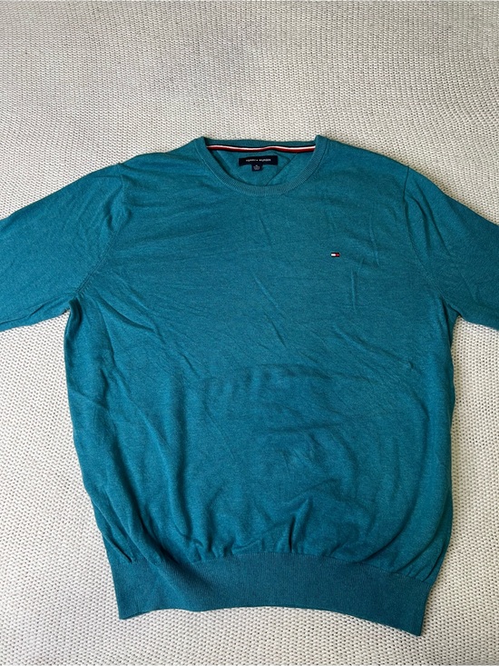 Tommy Hilfiger Other - Tommy Hilfiger Teal Crewneck Sweater with Chest Flag Logo